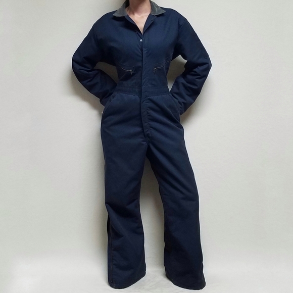 Vintage Wrangler Big Ben Navy Red Quilted Insulated Coveralls USA Made Medium - Picture 2 of 16